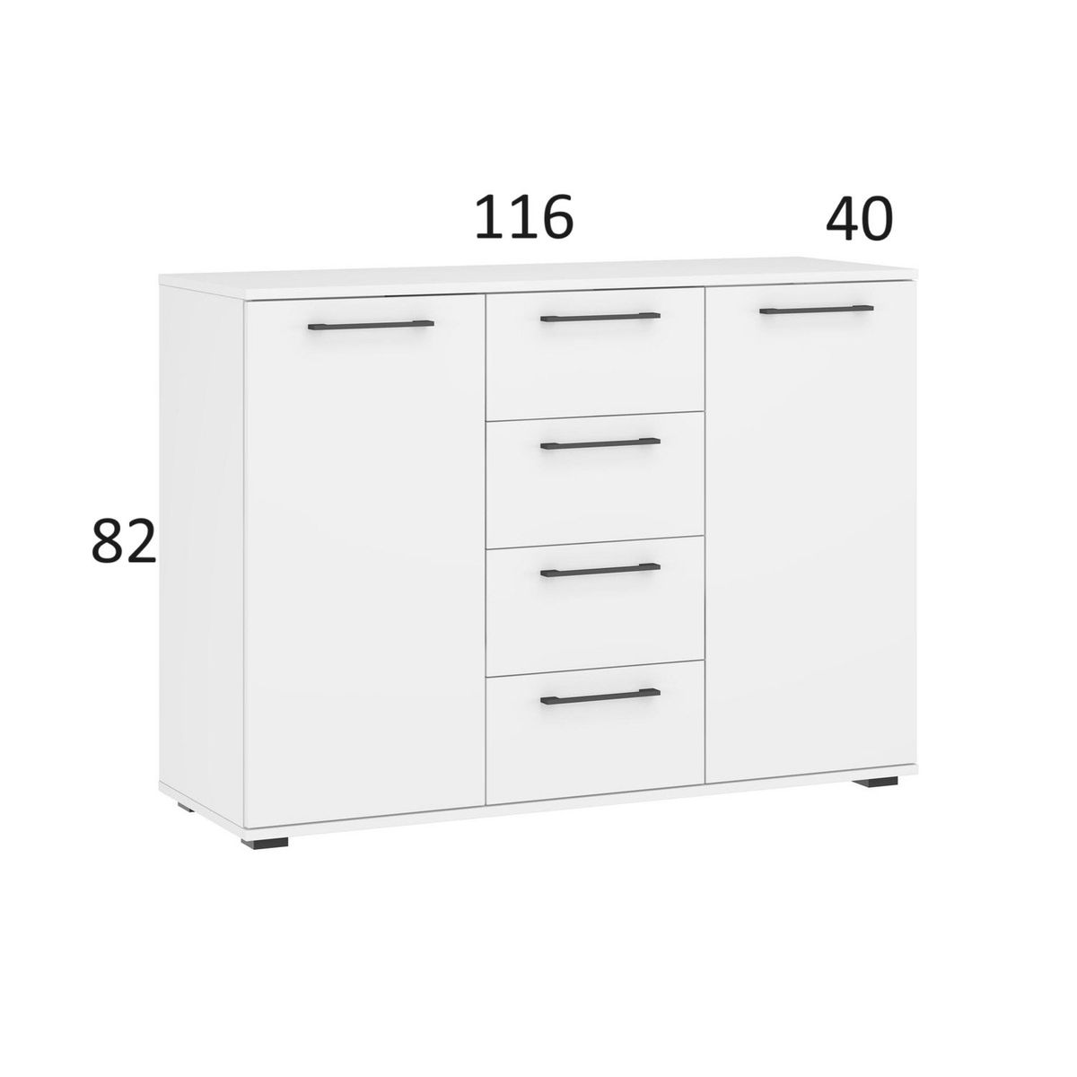 GENERICO - Cómoda Moderna 4 Cajones 2 Puertas Fiori Blanco R&R MUEBLES