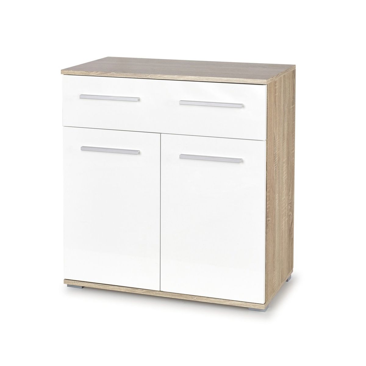 GENERICO - Cómoda Moderna 1 Cajón 2 Puertas Ana Marrón Claro / Blanco R&R MUEBLES