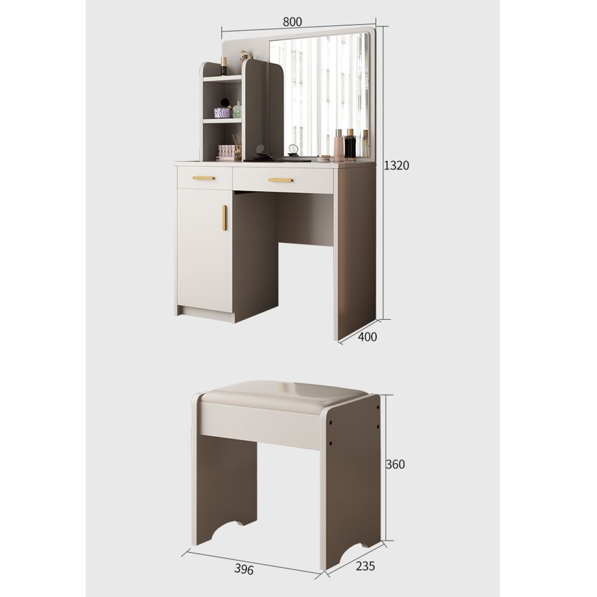 GENERICO - Tocador con Banqueta Moderno Trujillo Blanco R&R MUEBLES