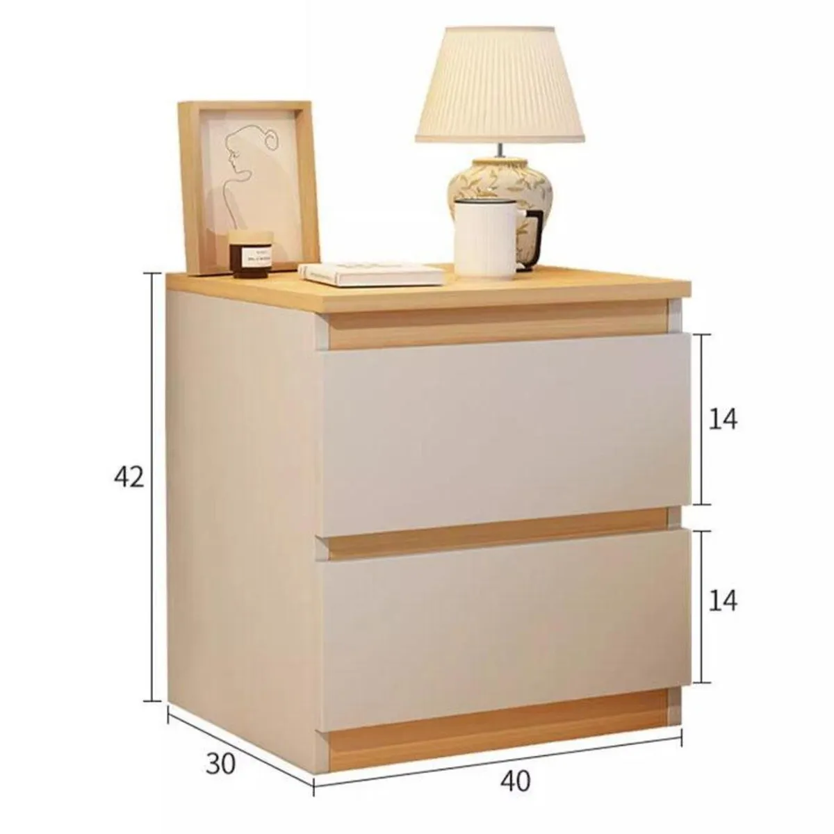 GENERICO - Velador Moderno Charlotte 2 Cajones R&R MUEBLES