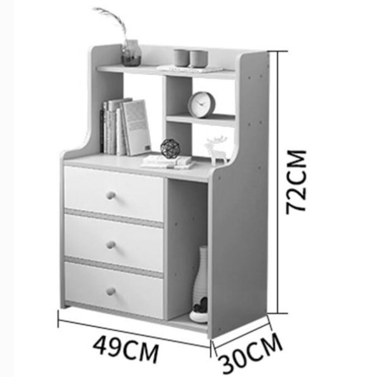 GENERICO - Velador Vintage Shedder Blanco 3 Cajones R&R MUEBLES