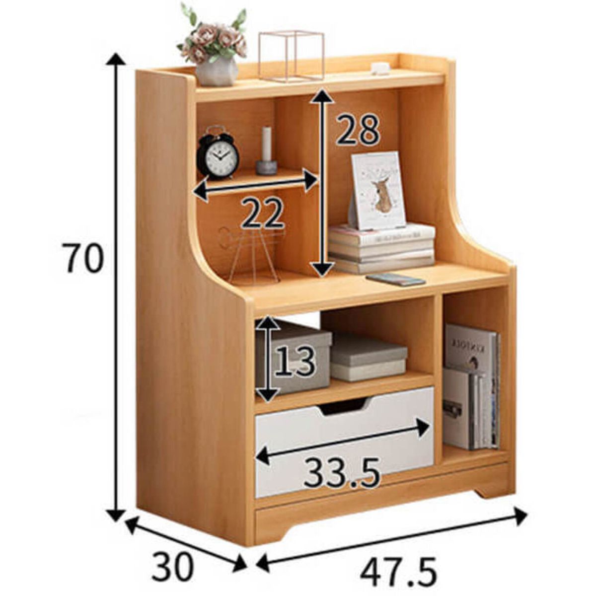 GENERICO - Velador Moderno Takana Marrón Claro R&R MUEBLES