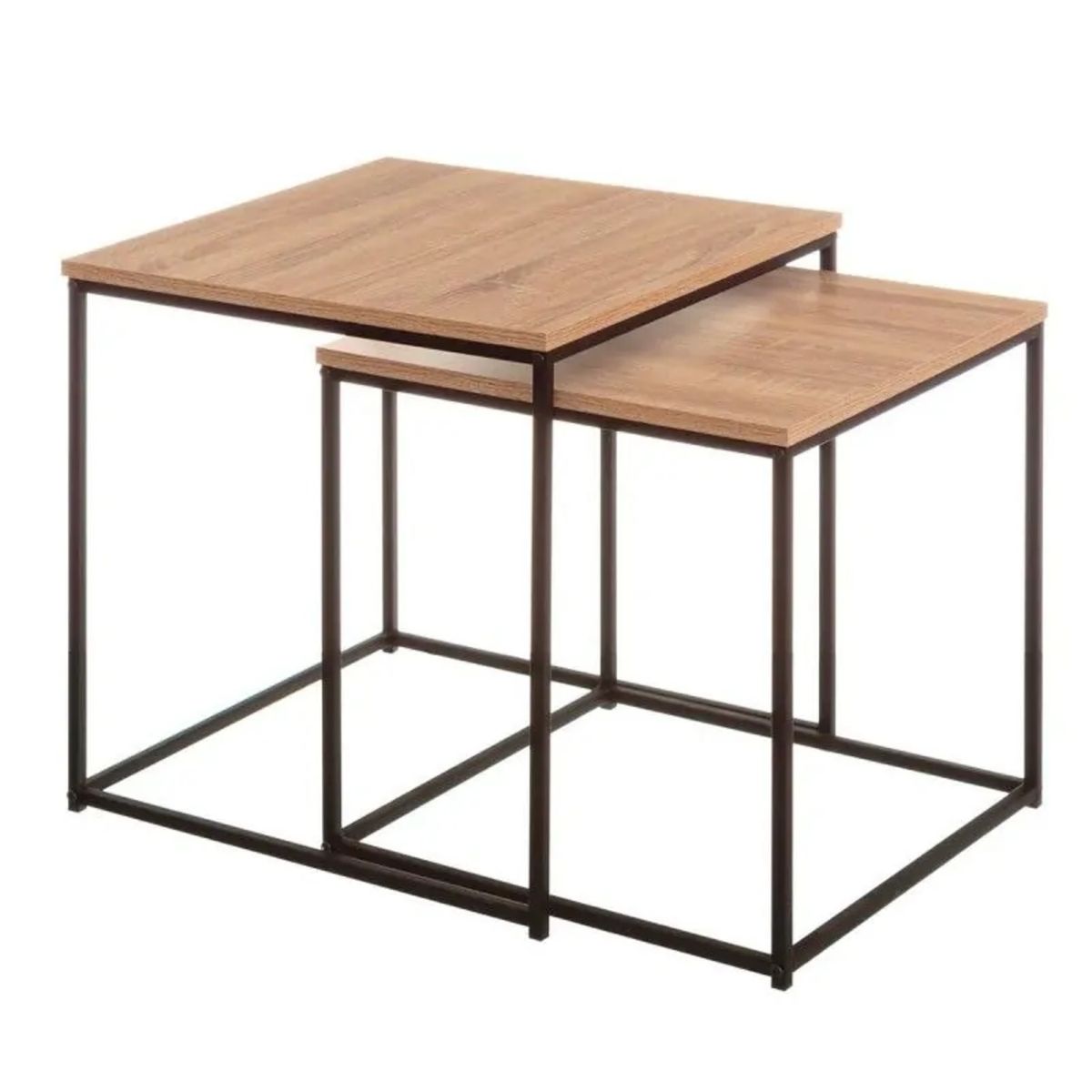 GENERICO - Set de 2 Mesas de Centro Retro Industrial Zac R&R MUEBLES