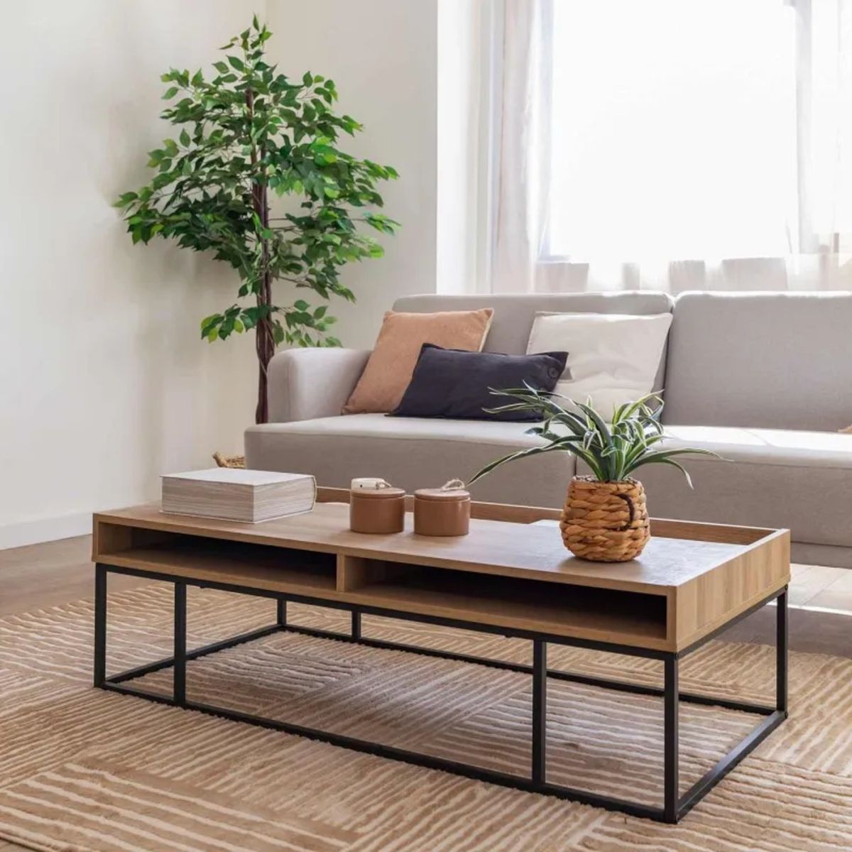 GENERICO - Mesa de Centro Industrial Mafi 120 cm R&R MUEBLES