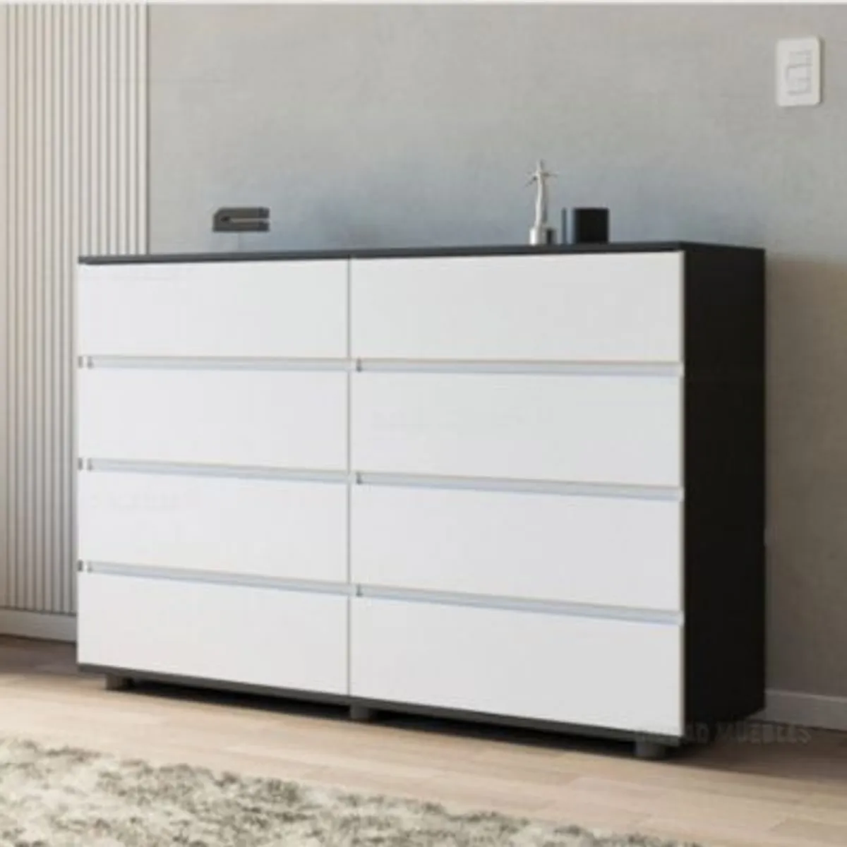 GENERICO - Comoda Moderna Nilan Blanco con Negro R&R MUEBLES