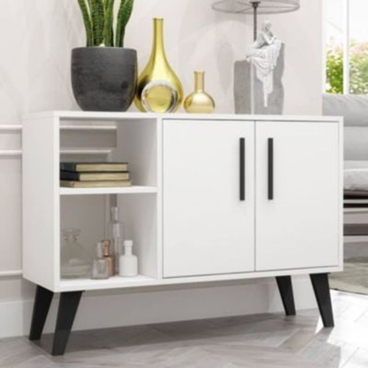 R&R MUEBLES - Recibidor Moderno Steven Color Blanco 2 Puertas R&R MUEBLES