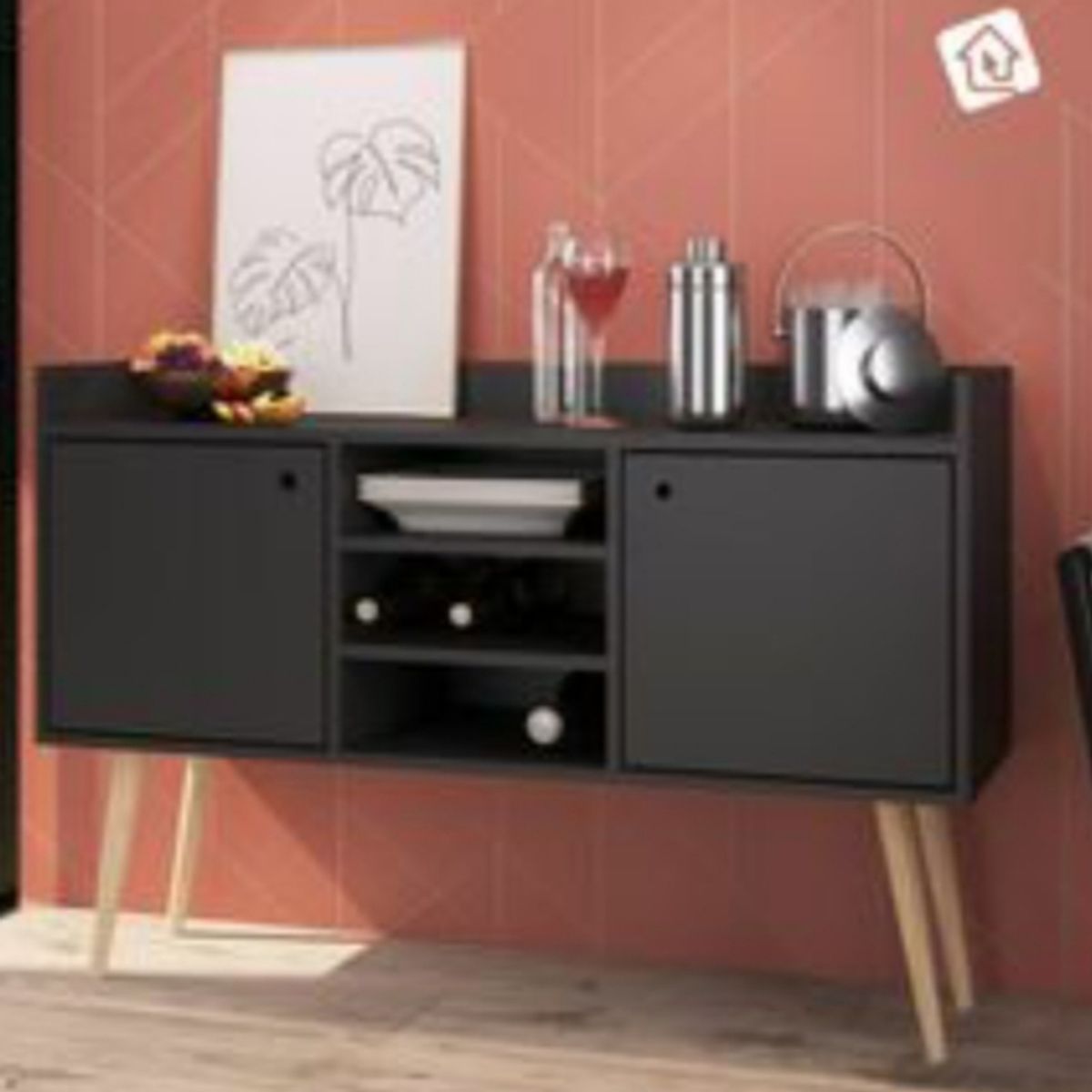 GENERICO - Consola Vintage Laura Negro 2 Cajones R&R Muebles