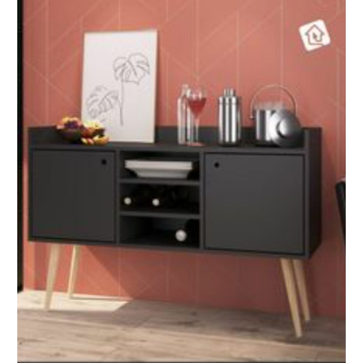 GENERICO - Consola Vintage Laura Negro 2 Cajones R&R Muebles