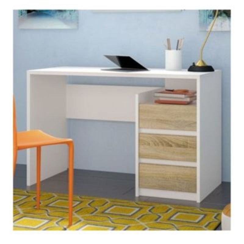 GENERICO - Escritorio R&R MUEBLES Moderno Yoryo 3 cajones Blanco/Duna