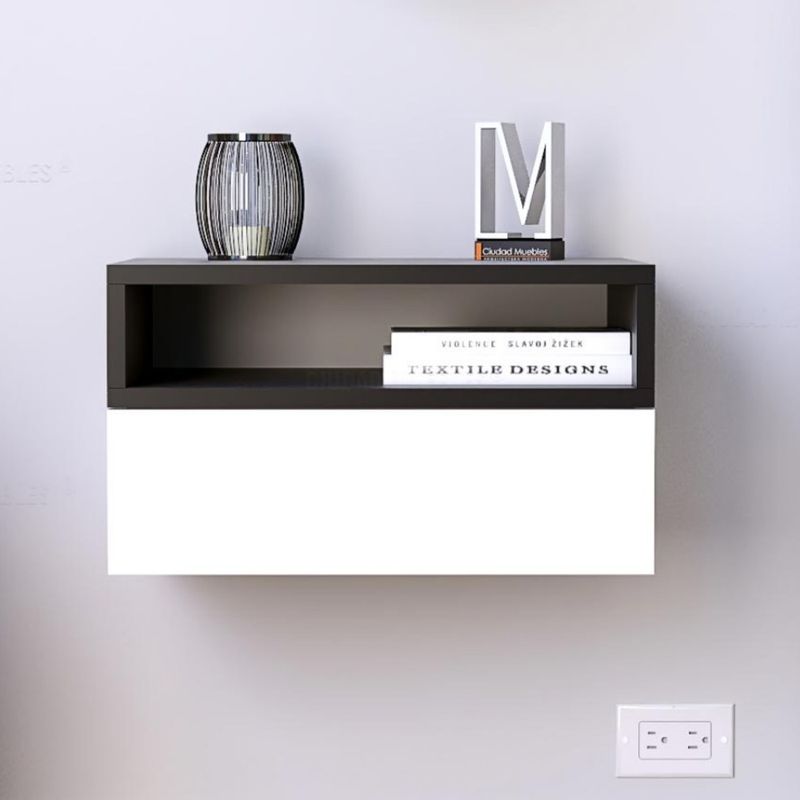 GENERICO - Velador Moderno Flotante Farin Negro y Blanco R&R MUEBLES