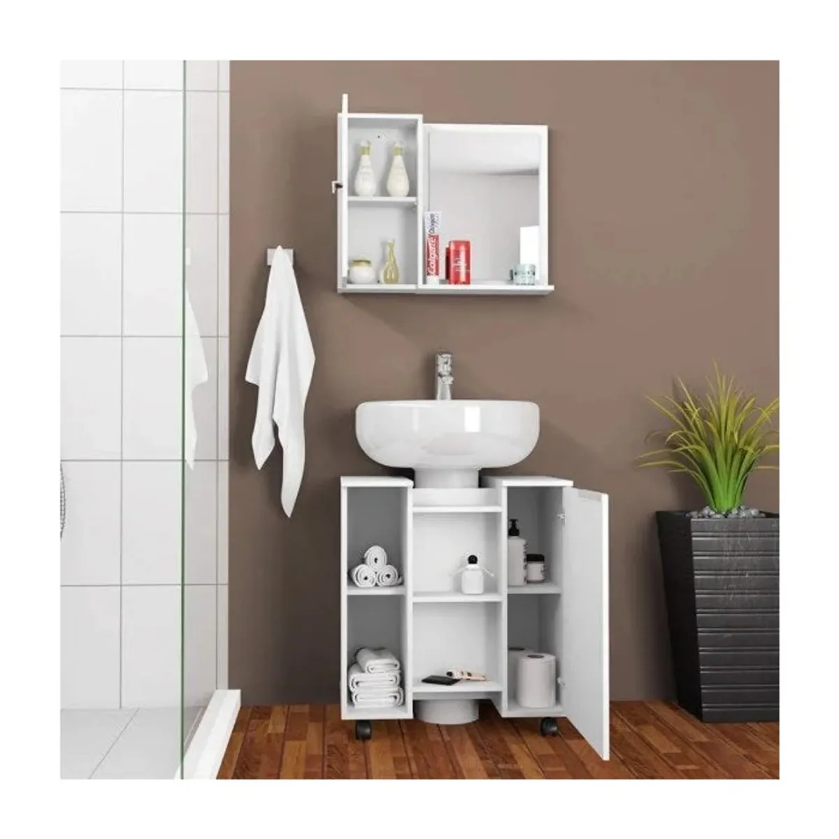 R&R MUEBLES - Mueble de Baño Obunai Blanco y Duna R&R MUEBLES