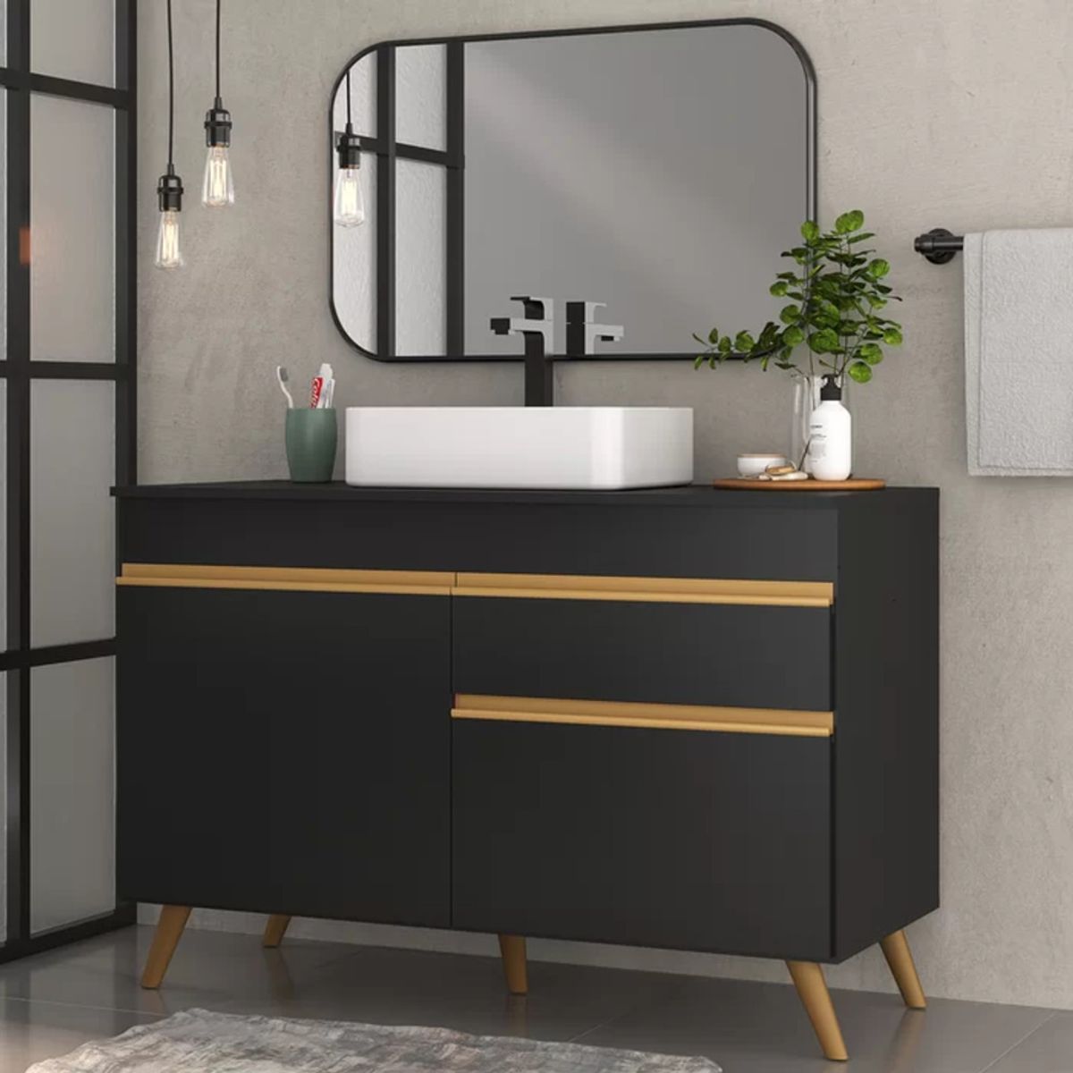 R&R MUEBLES - Mueble de Baño Tanizaki Negro R&R MUEBLES