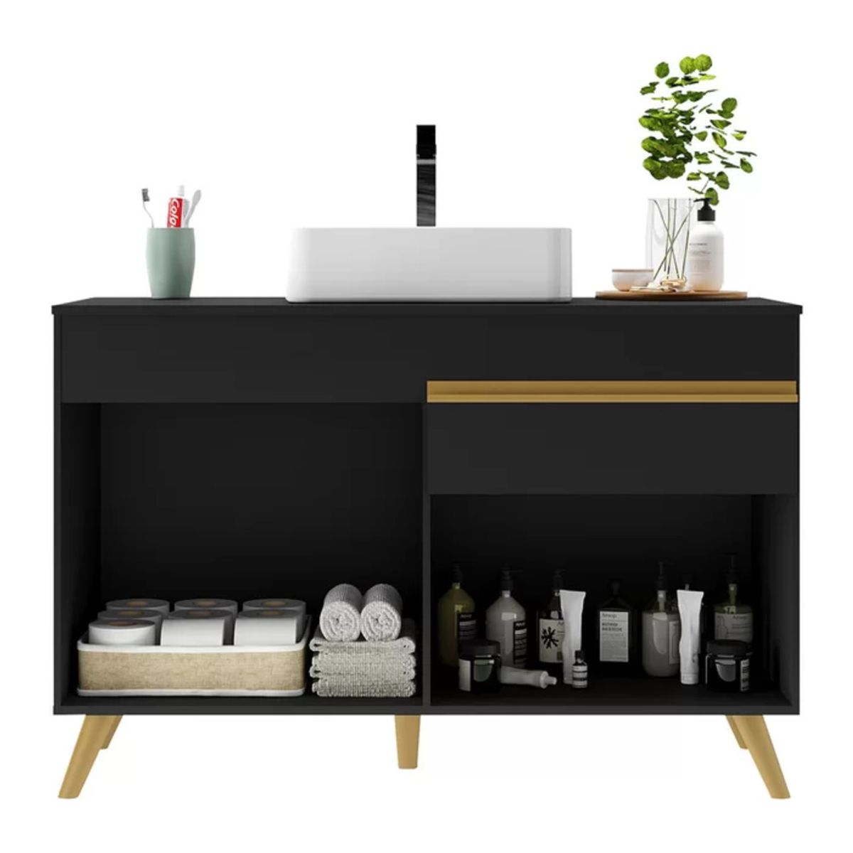 R&R MUEBLES - Mueble de Baño Tanizaki Negro R&R MUEBLES