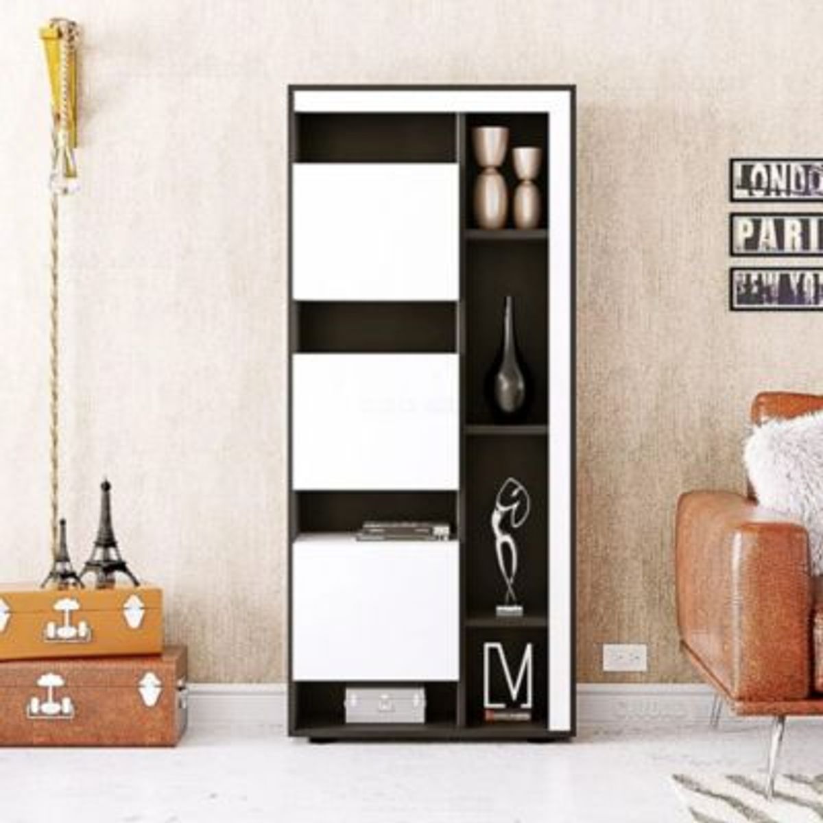 GENERICO - Estante Moderno David Negro con Blanco R&R MUEBLES