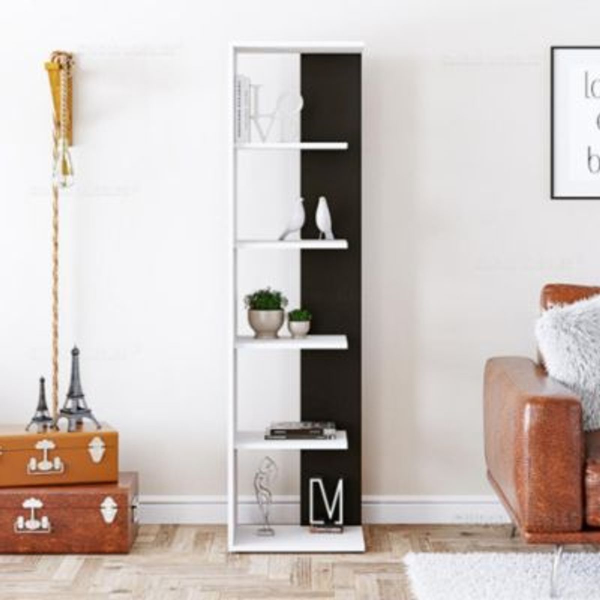 GENERICO - Estante Moderno Anita Blanco con Negro R&R MUEBLES