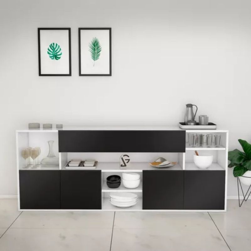 R&R MUEBLES - Aparador Vajillero Moderno Sandi BlancoNegro R&R Muebles