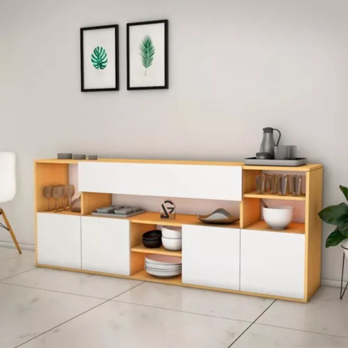 GENERICO - Aparador Vajillero Moderno Sandi Haya  Blanco R&R Muebles