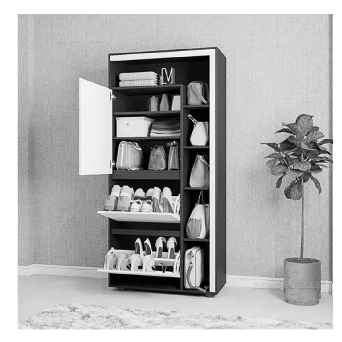 GENERICO - Zapatera Moderna Multiusos Con Estantes Noemí R&R Muebles