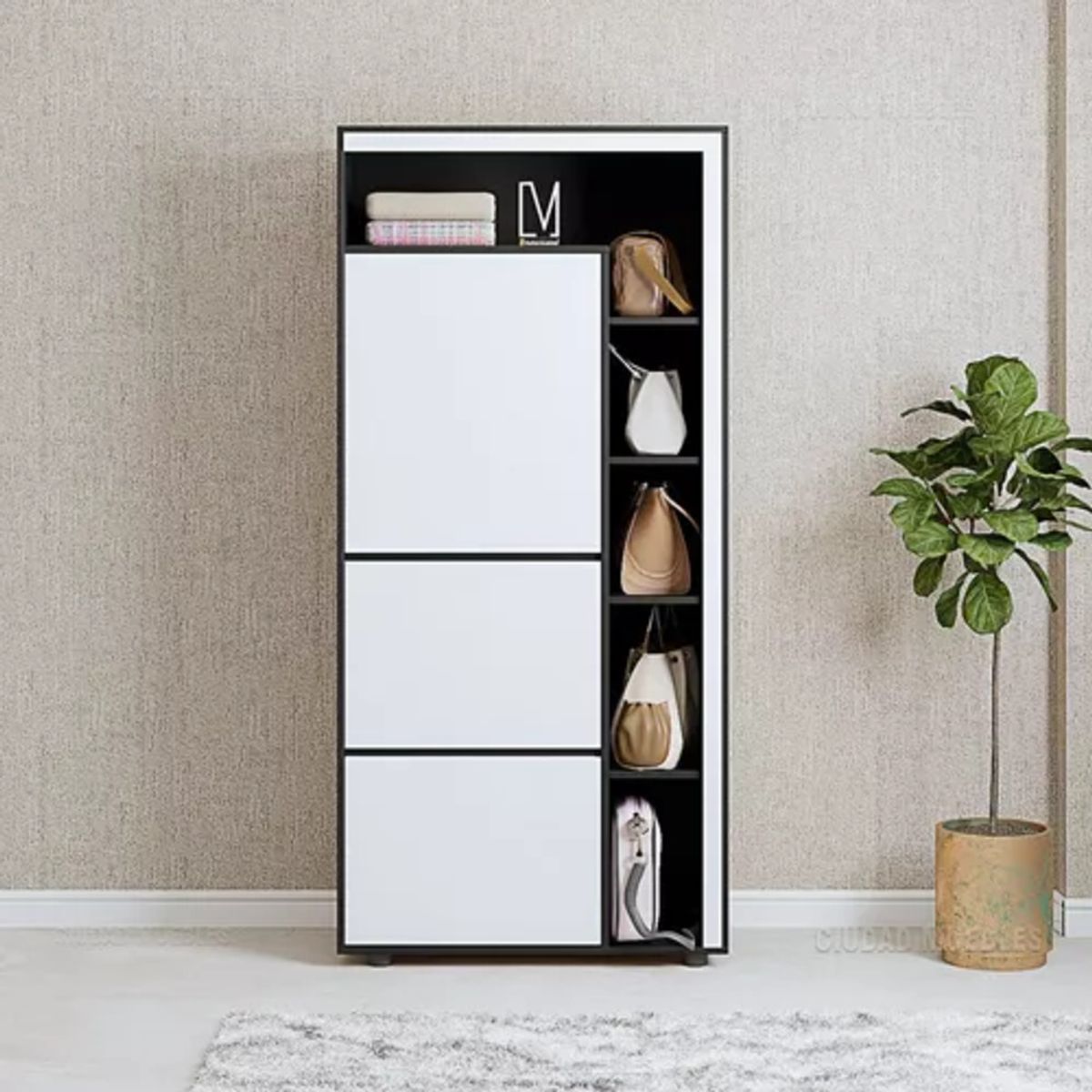 GENERICO - Zapatera  Moderna Noemi Negro/Blanco R&R Muebles