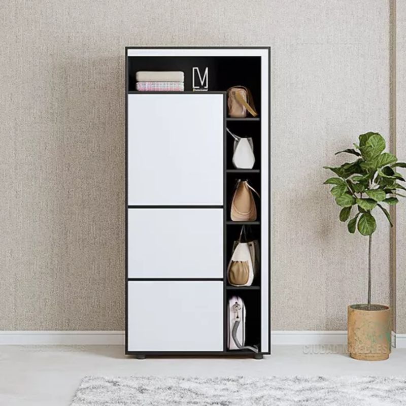 GENERICO - Zapatera  Moderna Noemi Negro/Blanco R&R Muebles