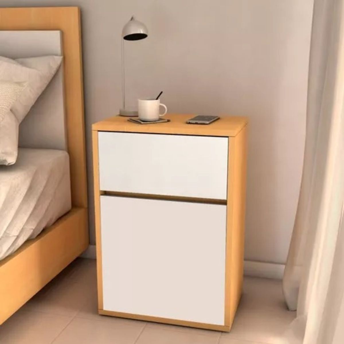 GENERICO - Velador Con Zapatera Moderna Natie Haya Con Blanco R&R Muebles