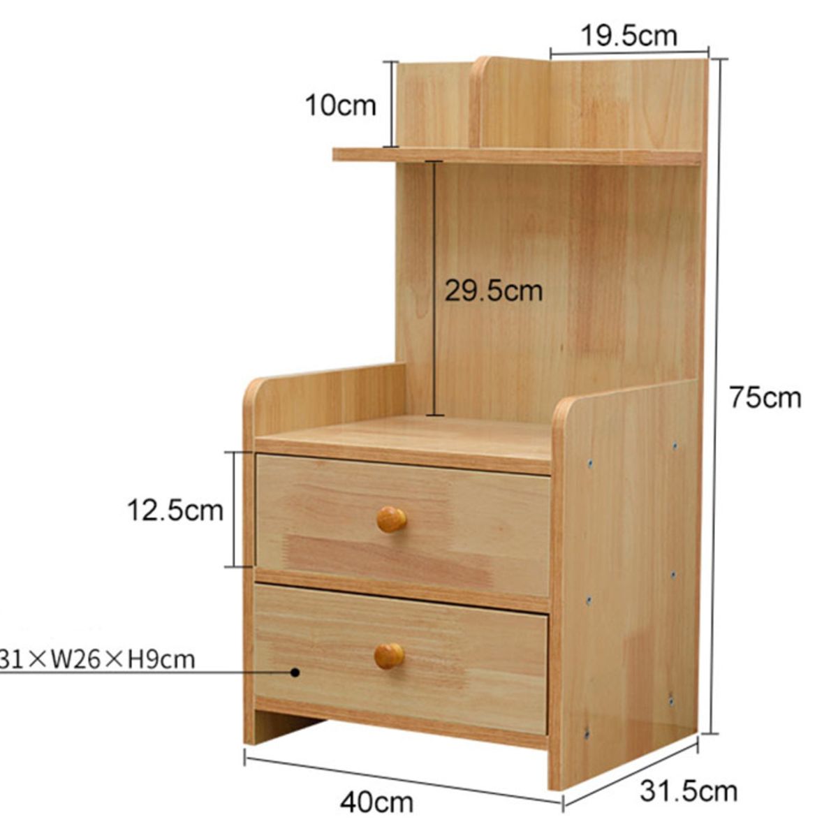 GENERICO - Velador Vintage Práctico Mafer 2 Cajones R&R Muebles