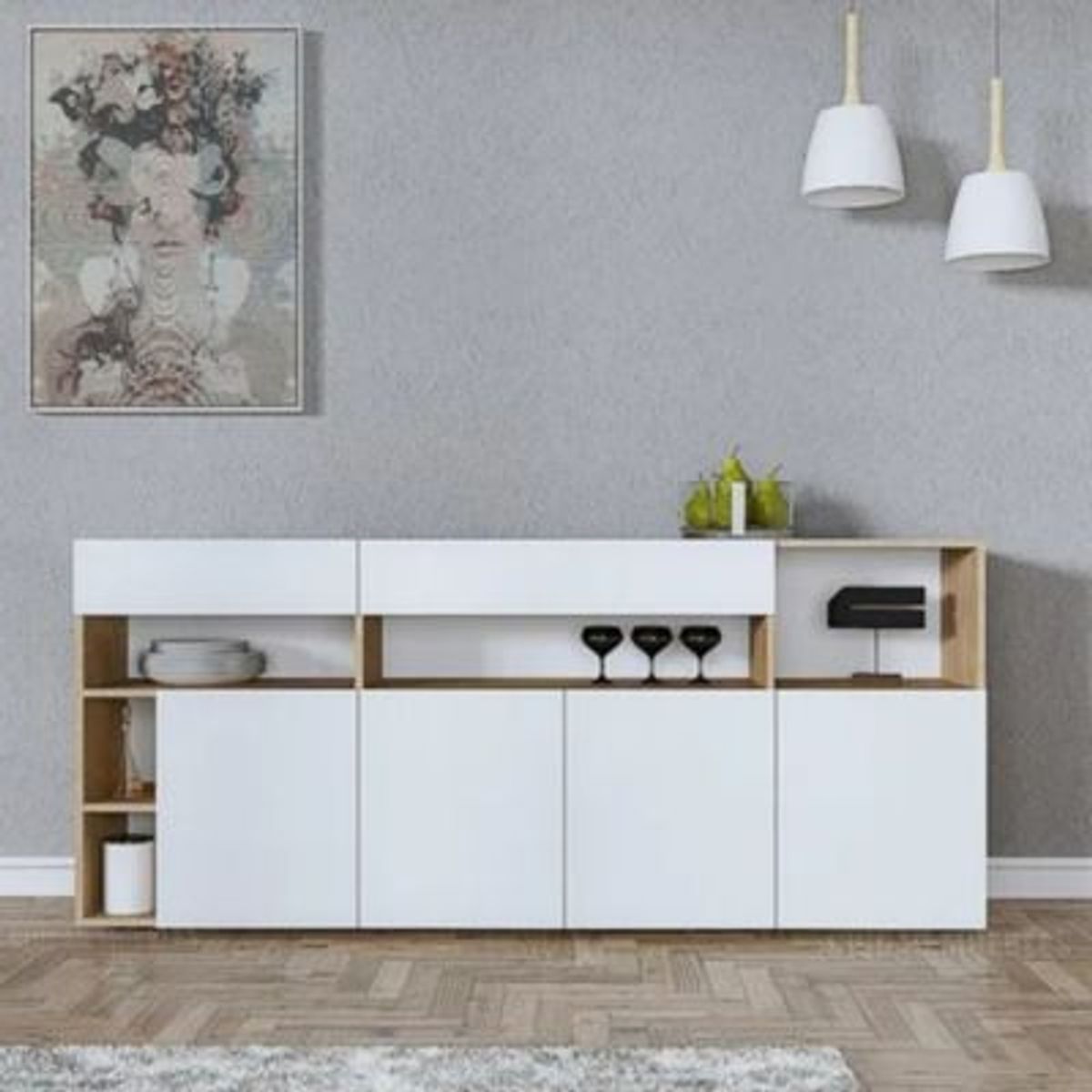 GENERICO - Aparador Moderno Elegante Tokio Duna con Blanco RR MUEBLES
