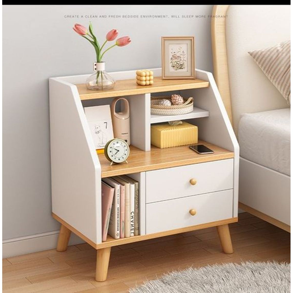 GENERICO - Velador Vintage Estela Blanco R&R MUEBLES