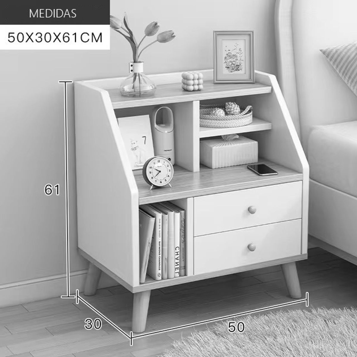 GENERICO - Velador Vintage Estela Blanco R&R MUEBLES