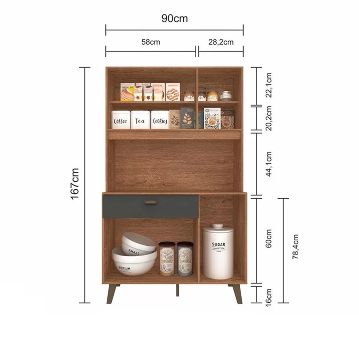 GENERICO - Mueble de Cocina Nodoka Marrón y Gris 5 Puertas R&R MUEBLES