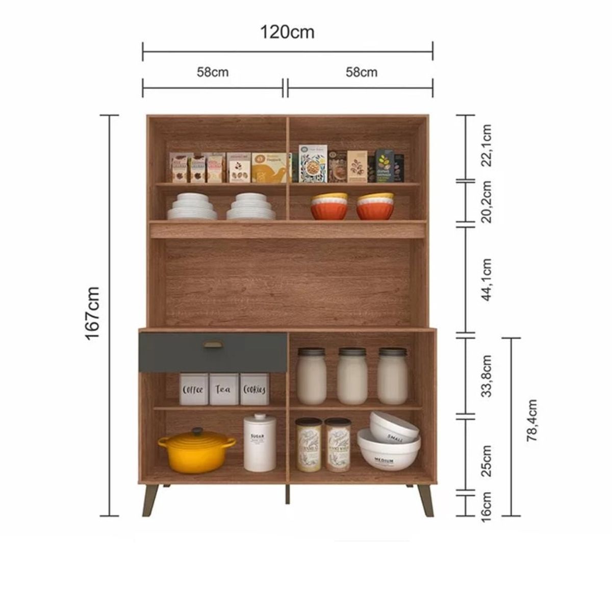 GENERICO - Mueble de Cocina Nodoka Marrón y Gris 6 Puertas R&R MUEBLES