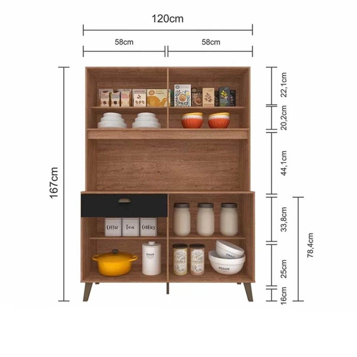 GENERICO - Mueble de Cocina Nodoka Marrón y Negro 6 Puertas R&R MUEBLES