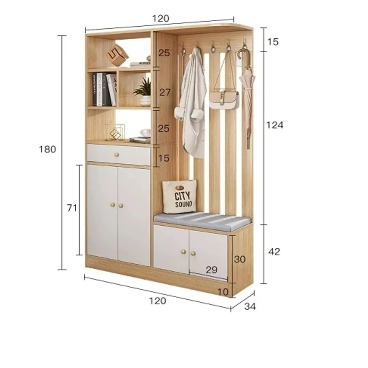 GENERICO - Estante Separador Nakahara Marrón y Blanco R&R MUEBLES