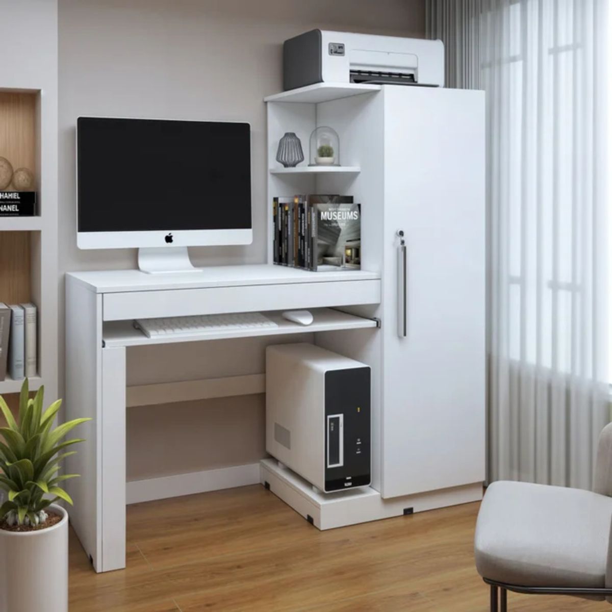 GENERICO - Escritorio Moderno con Armario Kikka Blanco R&R MUEBLES