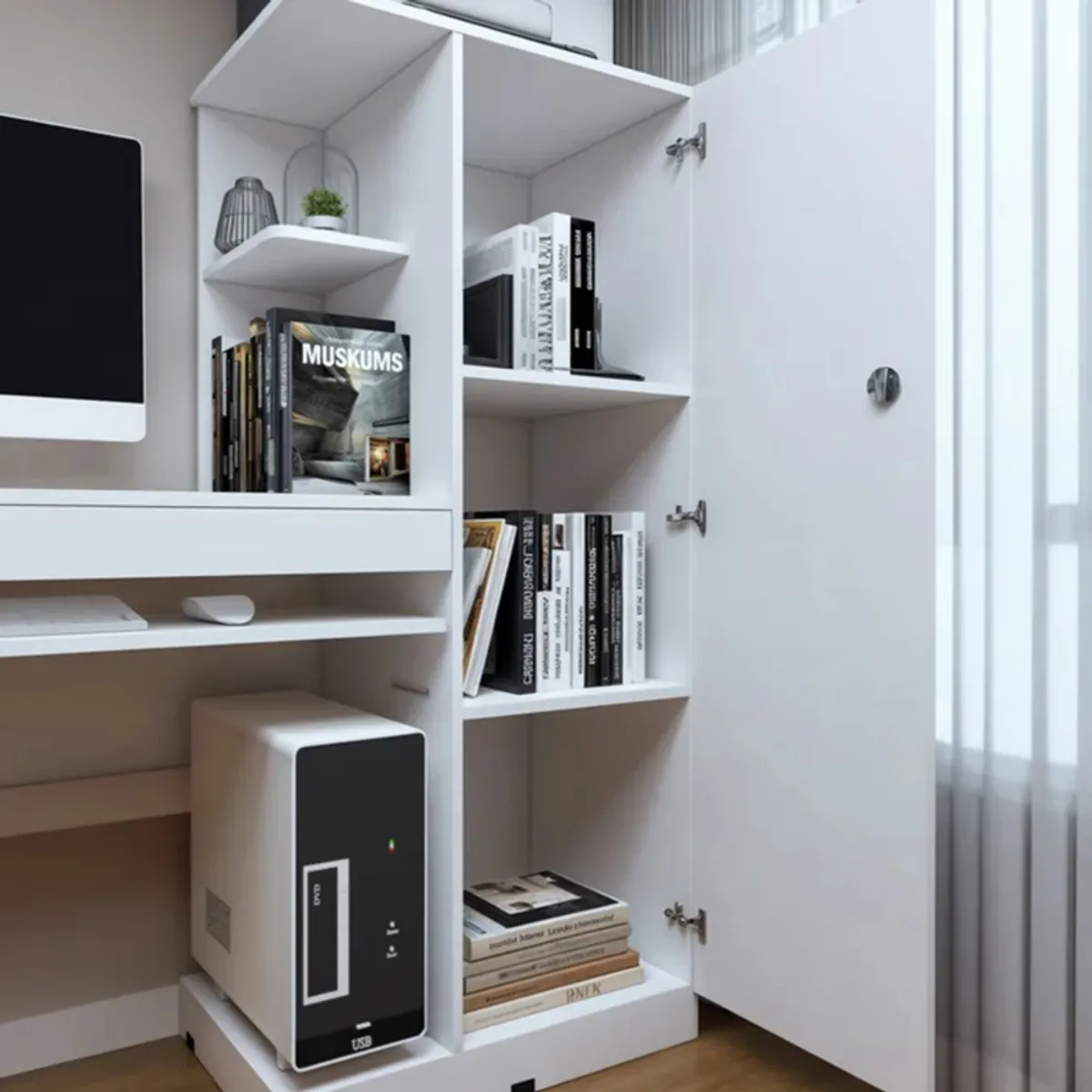 GENERICO - Escritorio Moderno con Armario Kikka Blanco R&R MUEBLES