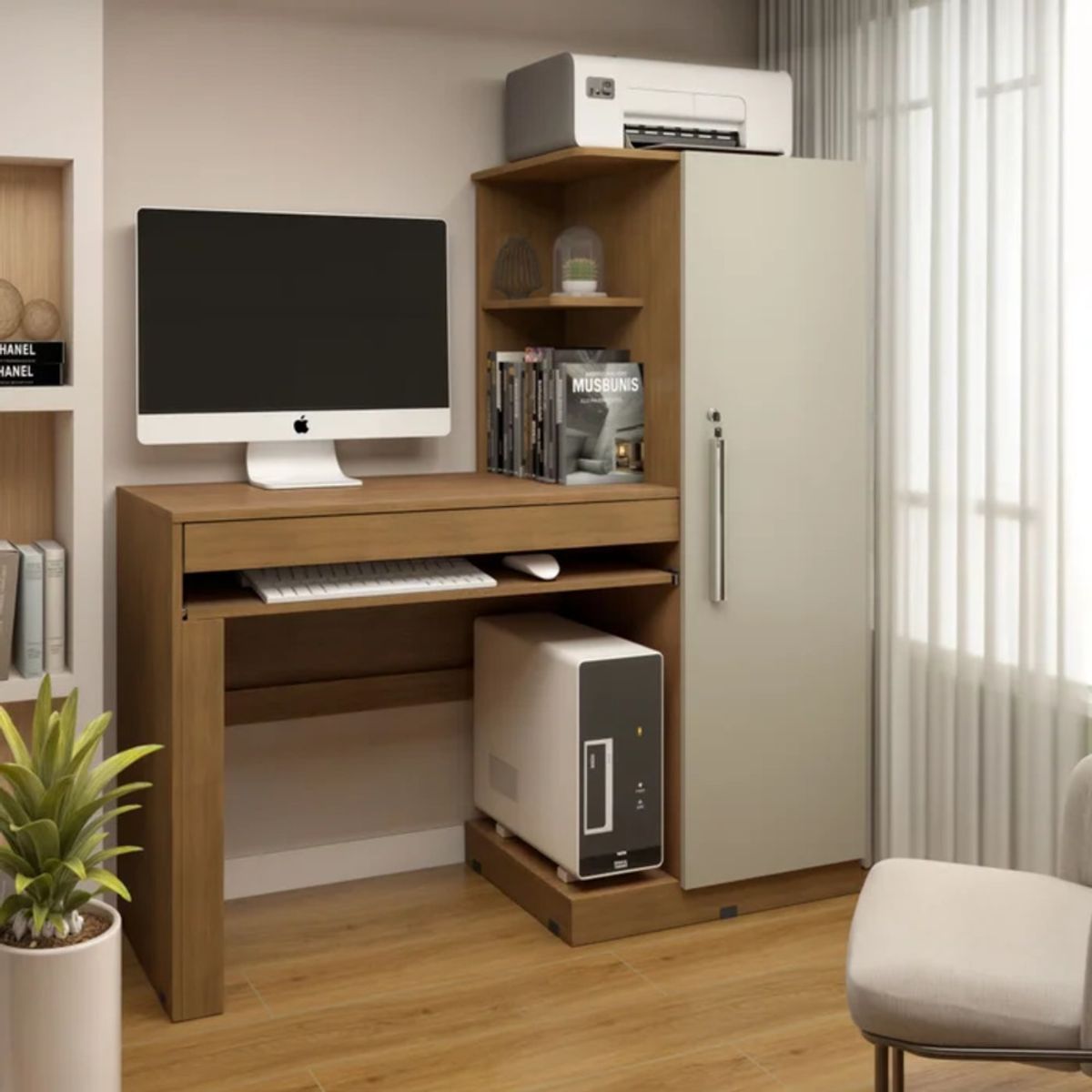 GENERICO - Escritorio Moderno con Armario Kikka Marrón R&R MUEBLES