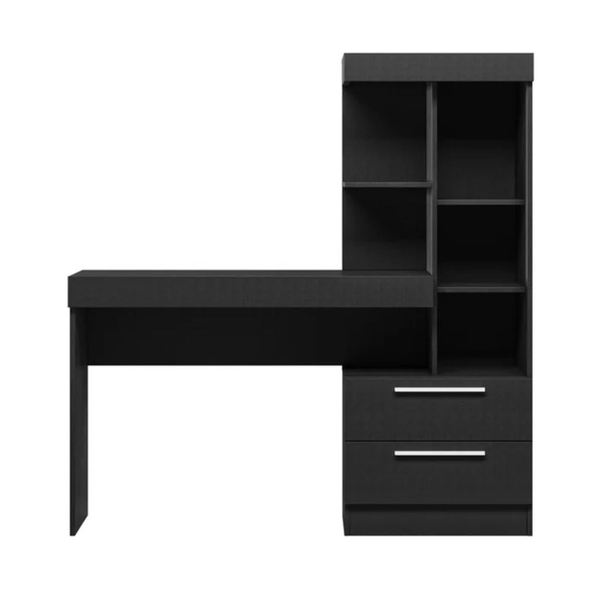 GENERICO - Escritorio Moderno con Estantes Ikumi Negro R&R MUEBLES