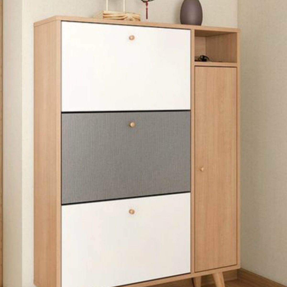 GENERICO - Zapatera Vintage Lisa de 3 Cajones R&R MUEBLES