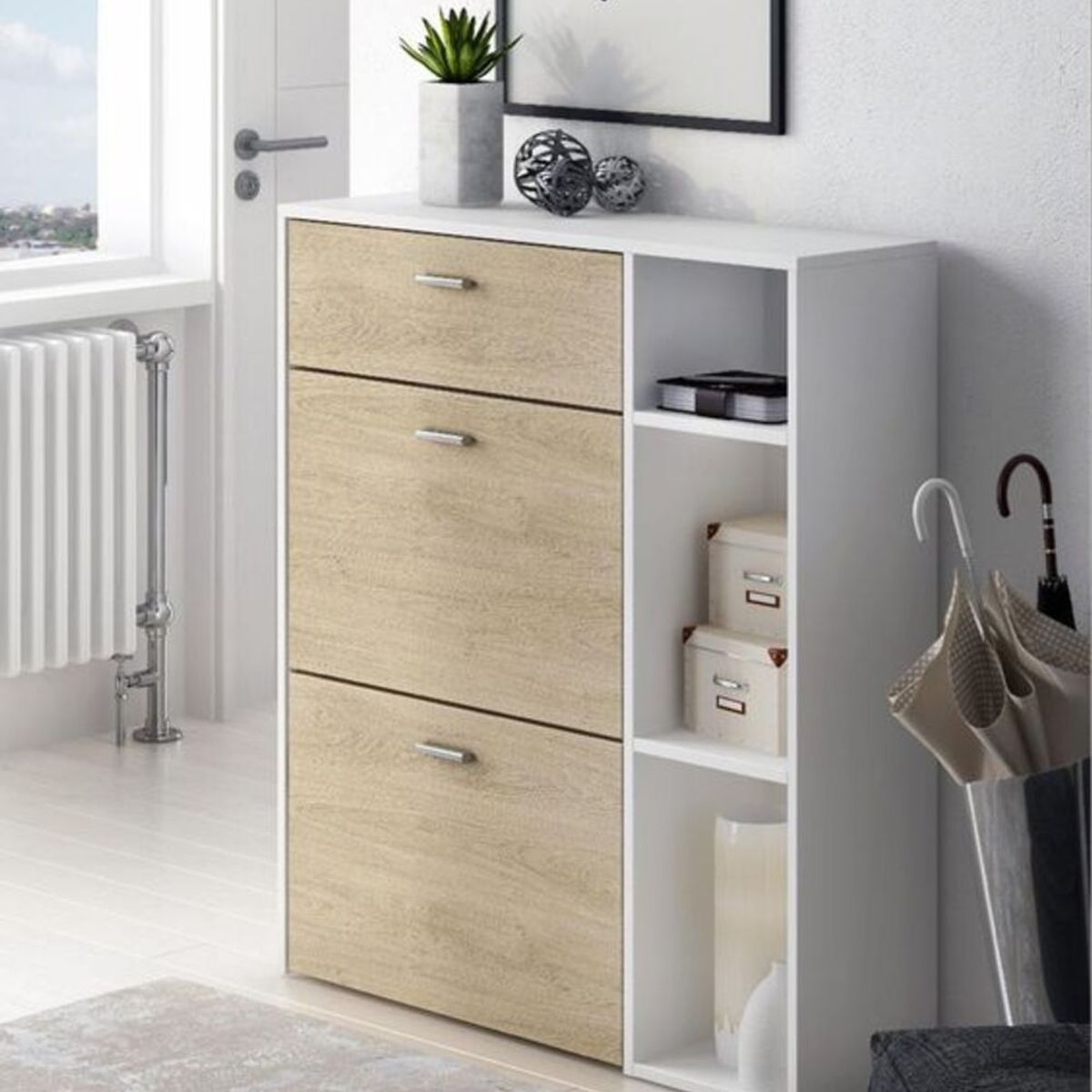 GENERICO - Zapatera Moderna Paola Blanco con Estantes R&R MUEBLES