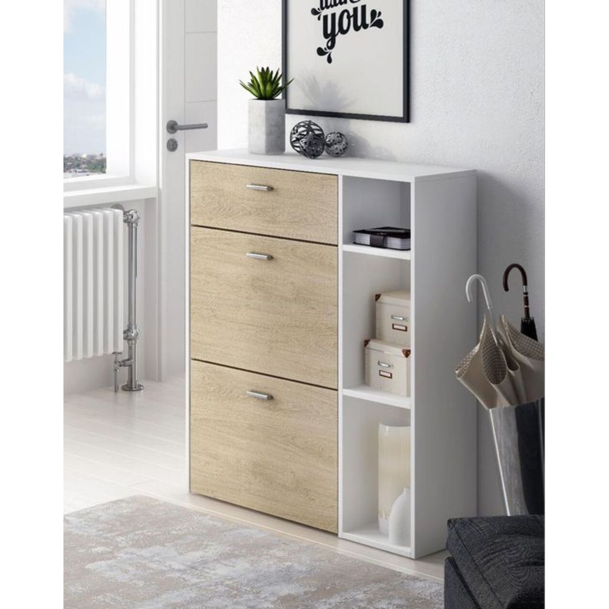 GENERICO - Zapatera Moderna Paola Blanco con Estantes R&R MUEBLES