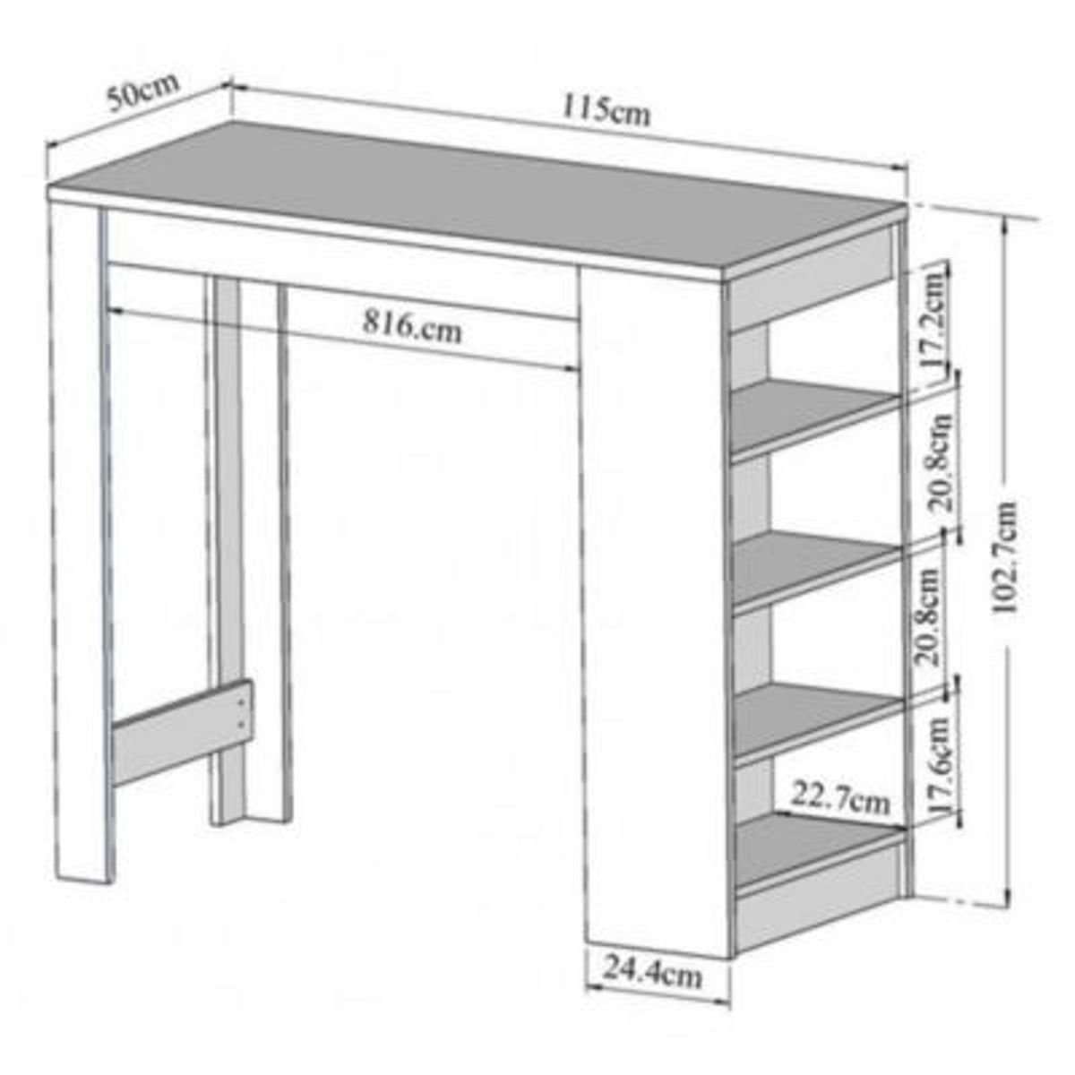 GENERICO - Mesa Barra Desayunador Moderna Onix con Estante R&R Muebles