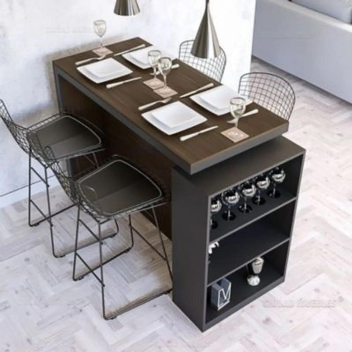 GENERICO - Mesa Barra Desayunador Olivia Wengue con Negro R&R MUEBLES