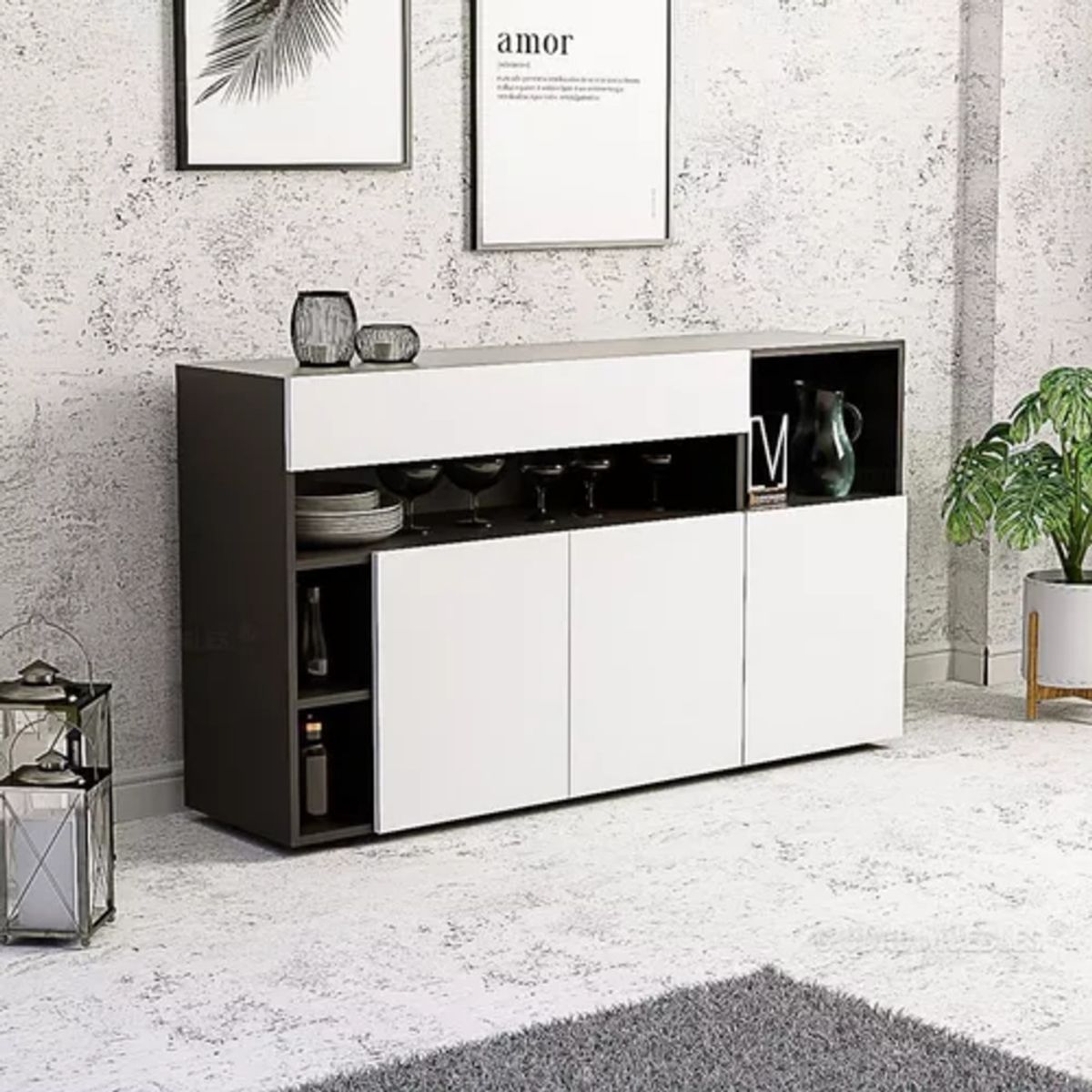 GENERICO - Aparador Moderno Elegante Lucila Negroblanco R&r Muebles