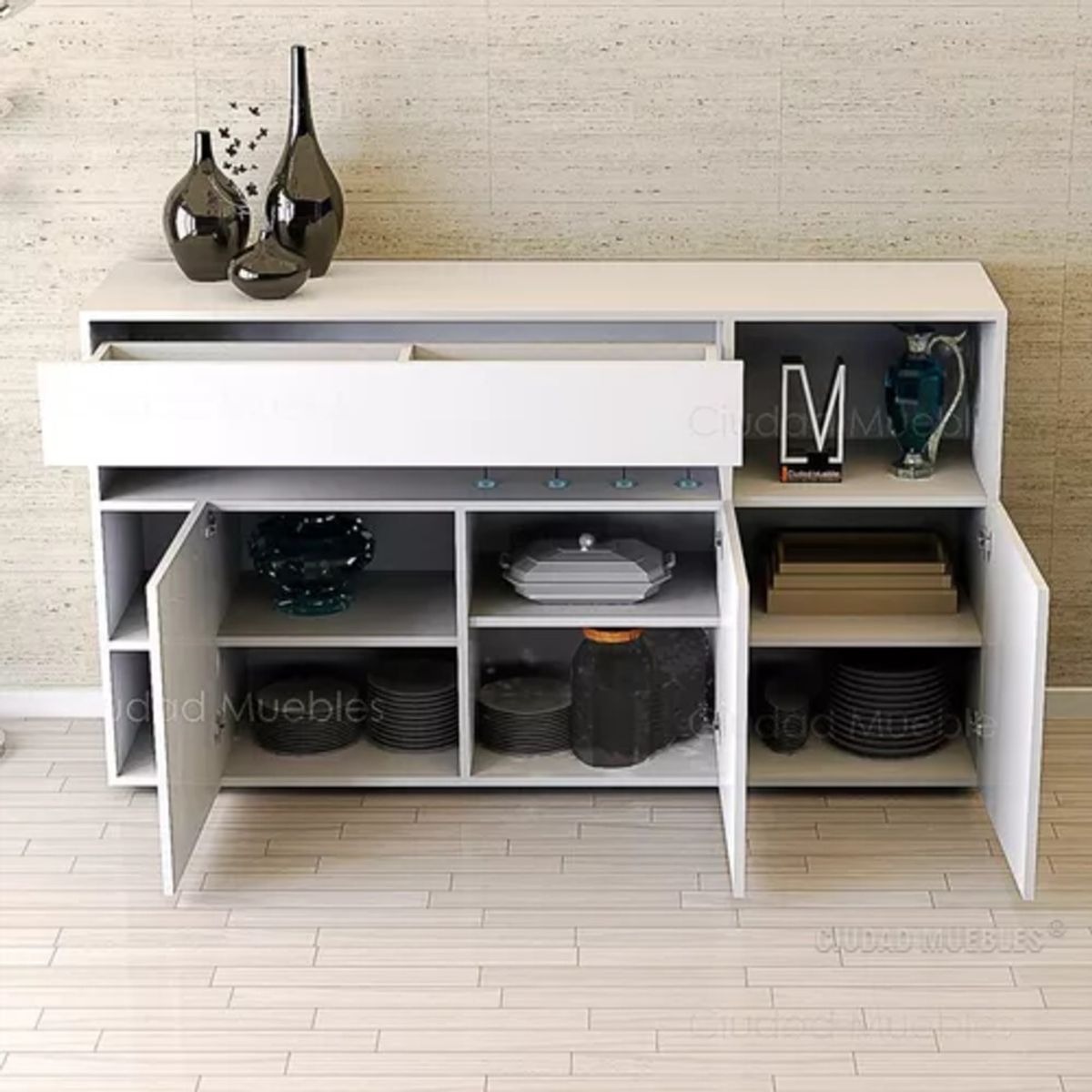GENERICO - Aparador Moderno Elegante Lucila Negroblanco R&r Muebles