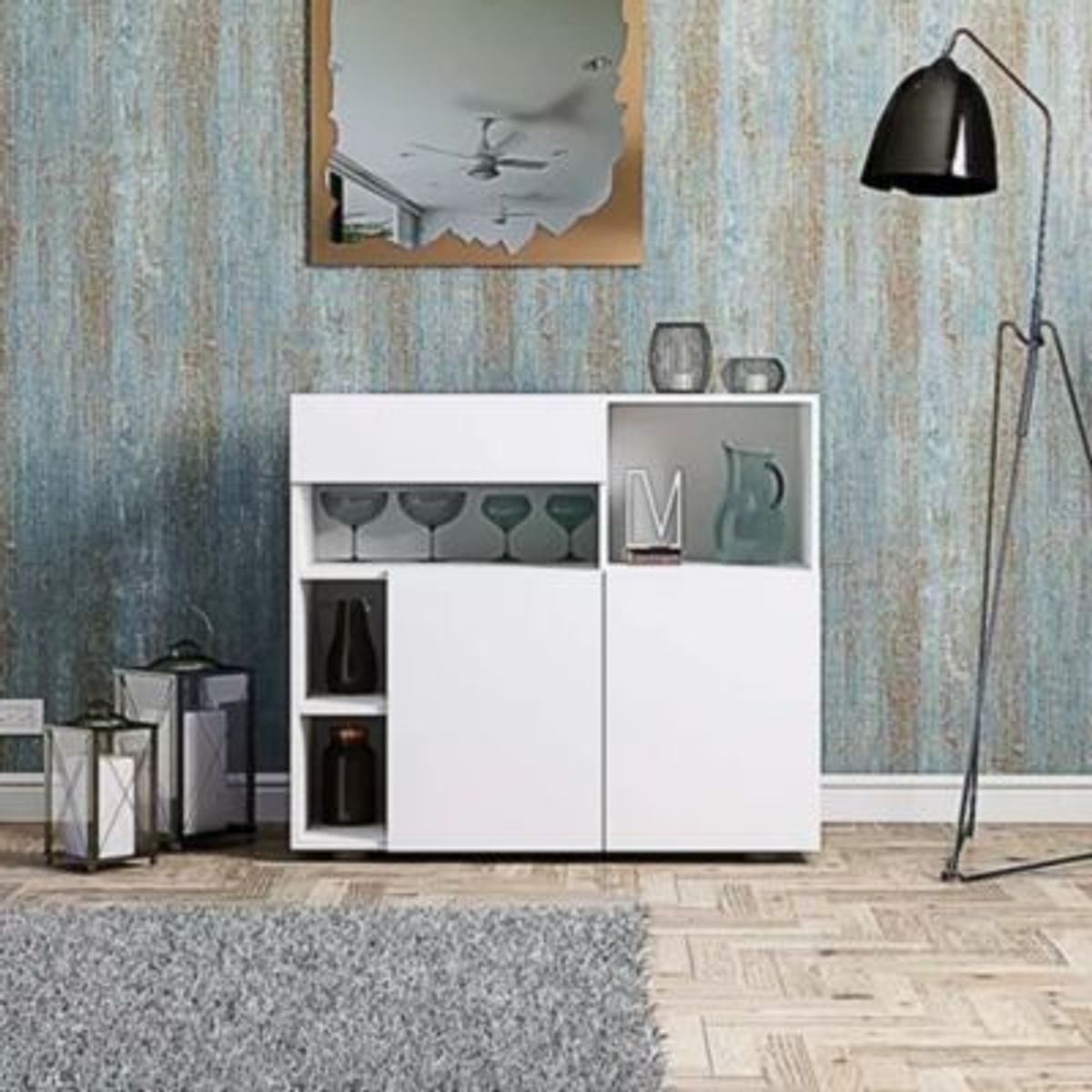 R&R MUEBLES - Aparador Vajillero Organizador César Blanco RR MUEBLES