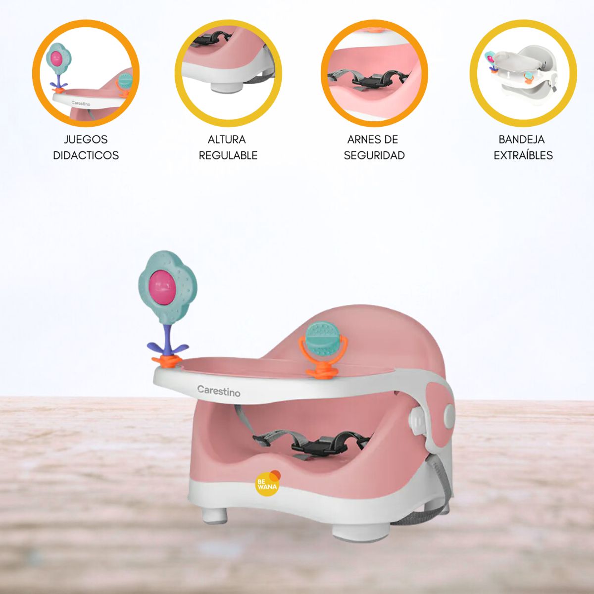 CARESTINO - Silla de Comer Adaptable «BOOSTER» Pink