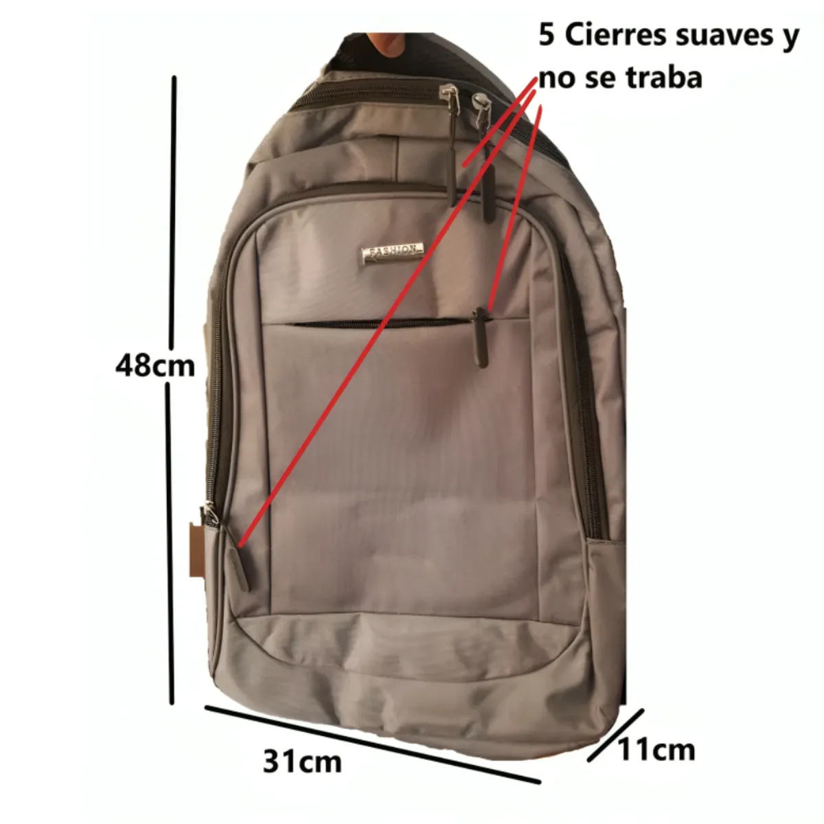 GENERICO - Mochila porta laptop con 3 cierres, casual para viajes