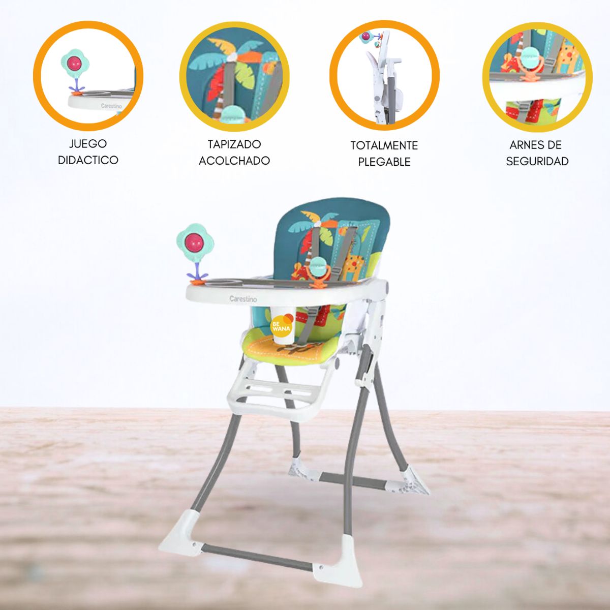 CARESTINO - Silla de Comer Plegable «RIO» Blue