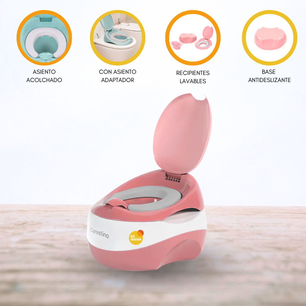 CARESTINO - Bacín 3 en 1 con Reductor CARESTINO «TRAINING» Pink