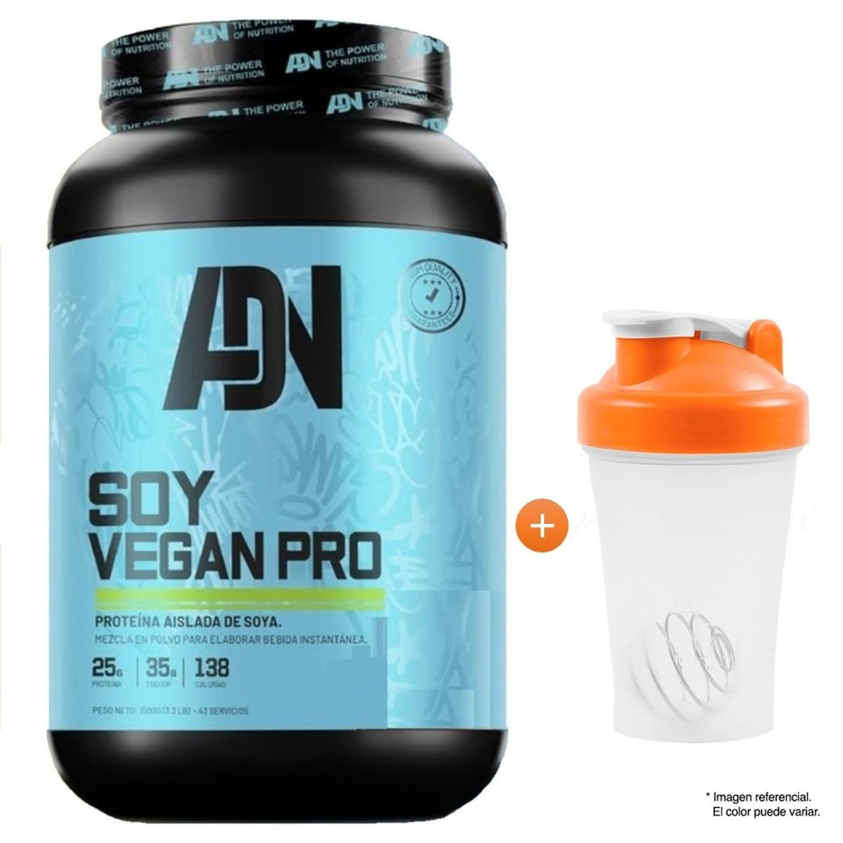 ADN - PROTEÍNA SOY VEGAN PROTEIN 1.5 KG VAINILLA ADN NUTRITION